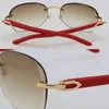 New Red Plank Trellis Arms Solglasögon Mens Metal Rimless 3.0 Tjocklek Objektiv Sun Glasögon Man Mode Stor Round Outdoor Design Klassisk Modell Male och Kvinna Frame