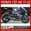 Blue Negro New Injecção Fairings para Yamaha YZF-R6 YZF R6 R6 600 CC YZFR6 17 18 19 20 21 22 Corpo 119No.91 YZF-600 2017 2018 2019 2020 2021 2022 YZF600 17-22 OEM Bodywork