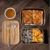 800 ml Kontener Food Lunch Box z bambusową pokrywką ze stali nierdzewnej Prostokąt Bento Box Drewniane Top Pojemnik kuchenny Naturalne Łatwe do przejęcia przez morze 48 sztuk Daw459