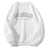 Oversize Sweatshirts Vintage Brief Stickerei V-ausschnitt Pullover Frauen Lose Langarm Shirts Herbst Harajuku Los Angeles Hoodie 220801
