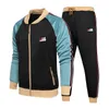 Men's Tracksuits Men's Sport Suit Classic Colorblock Retro Design Cartoon Badge Cardigan With Pencil Trousers Contrast Stand Collar Spor