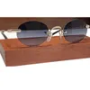 LUX Desig Retro-Vintage Runde randlose Sonnenbrille UV400 Silv Fashion Ultralight Titanium Unisex Plano Goggles 52-25-140 Fullset Packing Case
