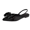 Sandaler Designer Brand Women's Silk Pointed Temperament Women Shoe Flat Dress Shoes Bow Tie Slippers Fashion 2022Sandals