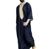 Vêtements ethniques 2022 Ramadan Caftan Ensembles musulmans Abaya Homme Chemise Jeunesse Qamis Homme Lâche Casual Col V Couleur Solide Islamique Fashion274B