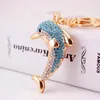 Keychains Cute Rhinestone Crystal Lucky Dolphin Keychain Novelty Animal Key Chain Ring Holder Bag Pendant Accessories KeyringKeychains Fier2