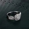 Högkvalitativ designerring 925 Sterling Silver Diamond Ring för kvinna Vit 5A Kubik Zirconia Bröllop Ringar Runda Klipp Lyxig Förlovnings Smycken Storlek 5-10 med låda