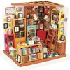 Casa de bonecas em miniatura, casa de bonecas diy com móveis, casa de madeira, brinquedos para crianças, livraria de sam