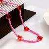 2022 Trendy Minimalism Pink Waist Beads Chains Korean Geometric Red Color Heart Belly Chain Bohemia Sexy Body Chain Women Jewelry