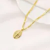 Pendant Necklaces Womens Goddess Portrait 14k Solid Gold GF 3mm Italian Figaro Link Chain Necklace 24"Pendant