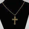Pendant Necklaces Flat Cross Chain For Women Men 18k Yellow Gold Filled Classic Crucifix Solid Jewelry GiftPendant