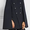 UK Fall /Winter est Runway Designer Women Oversized Wool Poncho Navy Cape Coat Female Cloak manteau femme abrigos mujer 201214