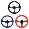 2022 Universal 350mm 14inches Suede/PVC Leather Car Racing Steering Wheels Deep Corn Drifting Sport Cars modification Steering Wheel horn button with Logo 3 colors