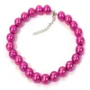 Grote 18 mm faux roze rode parel kralen ketting vintage verklaring ketting