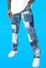 2022 Nieuwe hoogwaardige hiphop heren jeans ontwerper rechte broek zipper kleurblok mode niet-stretch patches losse sport zand gewassen denim wide been broek