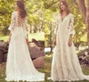 Strand Flare Mouw Trouwjurken Crossband Back Lace Bohemian Country Bridal Jurk Vestidos de Novia Bohemios 2022