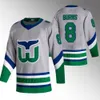 Caroline Sebastian Aho Hurricane Hartford Whalers Jersey Jake Guentzel Andrei Svechnikov Brent Burns Frederik Andersen Jaccob Slavin Martin Necas Seth Jarvis