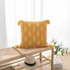 Cuscino/Cuscino Decorativo Senape Giallo Nero Avorio Fodera per Cuscino Ricamo a Mano Nappe Intrecciate per la casa Boho Decor Divano Soggiorno 45x45c