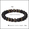 Beaded Strands Armband smycken Beaded Men Buddhism Tibetan Agat Wood Charm Armband Black Natural Lava Rock Stone DHGC5