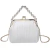 Evening Bags Fairy Pearl Pleated Small Bag 2022 Summer All-match Messenger Chain Fashion Shoulder Clip BagEvening EveningEvening