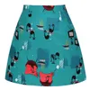 Skirts Vintage Mini Skirt Female Faldas Mujer Moda 2022 Black Floral Print Summer Cotton Short Sexy A Line Ss0008skirts