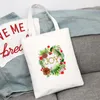 Evening Bags Merry Christmas Canvas Bag Shopper Shopping Shoulder Casual Handbag Women High Capacity Eco BagEvening