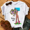 Fashion Women t Shirt Sunflower Girl Gedrukt T -shirt Casual Black Tops 90s Ladies Girl T -shirt Vrouw Harajuku Graphic T -shirt 220526