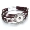 Braccialetti con ciondoli Gioielli a scatto Strass Magnete in pelle multistrato Bracciale con bottoni da 18 mm con perline Regalo per donna Kent22