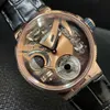 2022 Мужские часы 6312 Tourbillon Циферблат из розового золота Автоматический механизм Кожаный ремешок джентльмен Наручные часы 44 мм