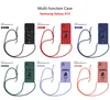 حزام سلسلة سلك الحزام TPU SILICONE PHOPENT مع CARD POCTION RING MAGNETIC KICKSTAND for iPhone 14 PRO MAX 13 12 11 SAMSUNG S22 ULTRA S21 FE A33 A53 A73 5G A03 CORE A32 A52 A72