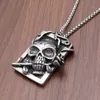 Подвесные ожерелья панк 316L из нержавеющей стали Rose Skull Пользовательский дизайн скелет головы цветочные украшения