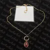 Luksusowy rubin wisiorek diamentowy podwójny list naszyjnik kobiety