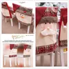 Pokrywa krzesełka Pokrywa Snowflake Plaid Santa Claus/Snowman Style Wysoka elastyczność miękka brudna grzbiet stołka Zwiększ atmosferę