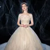 Other Wedding Dresses Dress 2022 Luxury Champagne Sequins O-neck Brush Train Lace Up Ball Gown Princess Gowns Custom Size