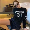 Women's Sweaters designer chanel Little red book net same style small fragrance stripe embroide letters round neck short sleeve T-shirt knitted ice silk top M5LS