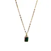 Hänge halsband fransk stil personlighet Hong Kong Lady Temperament Crystal Diamond Inlaid Square Emerald Clavicle Chain nischhalsband