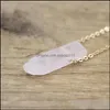 Arts And Crafts Gold Chains Stone Silce Slab Pendants Healing Crystal Reiki Natural Smoky Rose Quartz Citrines Gems Nec Sports2010 Dho13