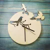 Horloges murales découpées au laser bois oiseaux moderne Unique fait à la main horloge en bois maison chambre salon décoration rustique mur mur