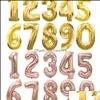 Party Decoration Event Supplies Festive Home Garden 32Inch Number Aluminium Foil Balloons Rose Gold Sier Digit Figur Balloon Child Adt Bir