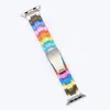 Resin Transparent Rainbow Strap Apple Watch Band 45mm 41mm 42mm Series 7/6/5/4/3/2/1/SE Women Men with Stainless Steel Buckle iWatch Replacement Wristband Bracelet
