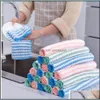 Mtifunction Home Washing Dish Cleaning Towel Striped Absorbent Microfiber Cloth Kitchen Supplies Wi Rags Drop Delivery 2021 Cloths Household