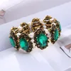 Bangle Drop No Receipt Brand Gold Color Green Crystal Stone Rhinestones Bracelet Jewelry Women Wedding Fashion 1105 Raym22