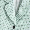 Damesvesten 2022 Women Fashion Vintage Green Tweed bijgesneden kort vest vrouwelijk slanke revers met één borte vocht chic top luci22