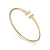 Luxury Designersteel Titanium Jewelry Letter t Wire Bracelets Bangles for Women Pulseiras Adjtable Femmerary