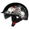 Motorfiets helmen zwarte vintage helm open gezicht half retro moto casco capacete dot goedgekeurde motociclistas vrouwen