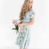 New Fashion Women V-neck Dresses 2021 New Fashion Floral Ladies Dress Casual Women's Vestidos Holiday Beach Woman Party Suits G220309