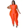 Women's Plus Size Pants Women Jumpsuits 2022 Summer Ruffle One Piece Outfit Fashion Bodycon Sleeveless Sexy Lady Pant WholesaleWomen's