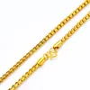 Collar de cadena de caja de 6 mm para hombre, gargantilla de clavícula clásica con relleno de oro amarillo de 18 quilates sólido, joyería de 57 cm de largo