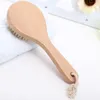 Dry Bath Body Brush Back Scrubber Anti-slip Short Wooden Handle Natural Bristles Shower Exfoliating Massager SN4703