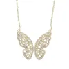 Nuevo Baguette Cz Charmón de mariposa colgante collar de oro plateado plateado rosa chirrido bling cúbico circonía joyas para mujeres
