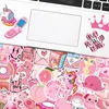 Pack of 50Pcs Cartoon Pink Stickers for Girls Gifts No-Duplicate Waterproof Vinly Sticker for Luggage Skateboard Notebook Helmet Water Bottle Car decals